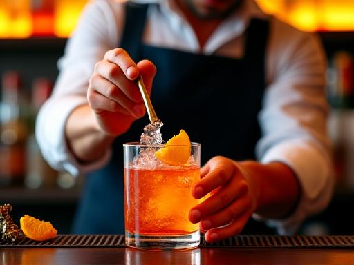 Barman che prepara un cocktail artigianale
